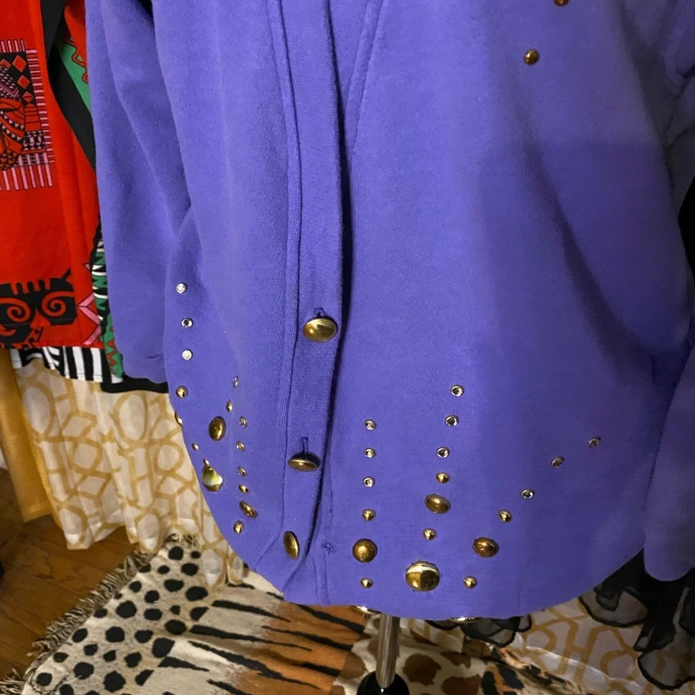 Vintage, Gepetto, purple, embellished, button-down, cardigan jacket.. - Picture 5 of 8